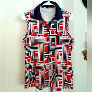 Women's GG Blue Grace National Golf Sleeveless Collared Performance Shirt Small